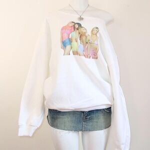 y2k 2010s graphic off shoulder sweatshirt bikini girls
